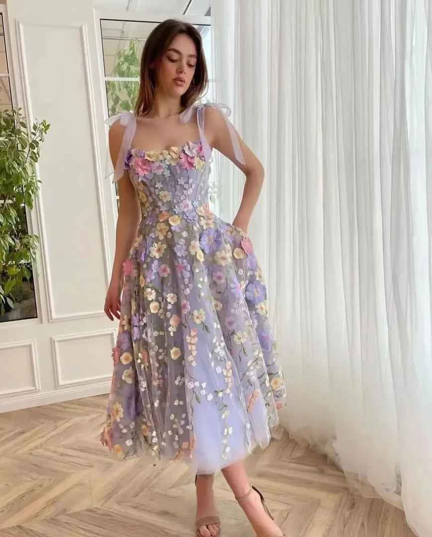 Women's Dress Fashionable 3D Flower Embroidery Wrapped Hip Sleeveless Sexy Sling Dress 2025
