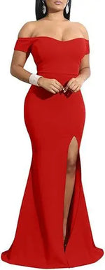 Load image into Gallery viewer, Evening Dresses فساتين سهرة Elegant Women's Off Shoulder High Split Long Formal Party Dress Evening Gown