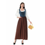 Load image into Gallery viewer, Women Medieval Dress Renaissance Retro 1860s Tavern Maid Cosplay Strap Waist Dress Halloween Oktoberfest Beer Party Costume