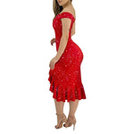 Load image into Gallery viewer, Women's Party Dress Sexy Off Shoulder Split Ruffle Solid Bodycon Knee-length Dress Fashion Glitter Party Elegant Dresses Vestido