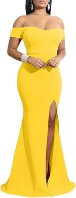Load image into Gallery viewer, Evening Dresses فساتين سهرة Elegant Women's Off Shoulder High Split Long Formal Party Dress Evening Gown