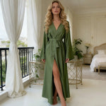 Load image into Gallery viewer, Women's Dress New Spring Summer Satin Loose Robe Sexy High Waisted Split Party Dresses Casual Multi-Color Lace Up Dress Vestidos
