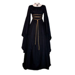 Load image into Gallery viewer, Women'S Halloween Costume Long Sleeved Round Neck Lace-Up Waist Irregular Dresses Medieval Retro Elegant Evening Dress