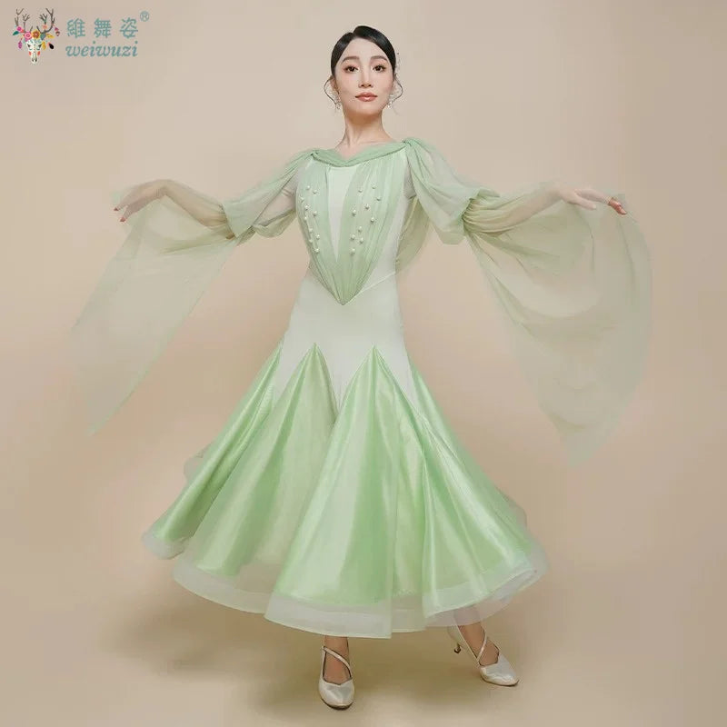 Modern Dance Dress for Woman Social Dance Costume Ballroom Dancing Competition Clothes Waltz Quickstep Foxtrot Performance Dress