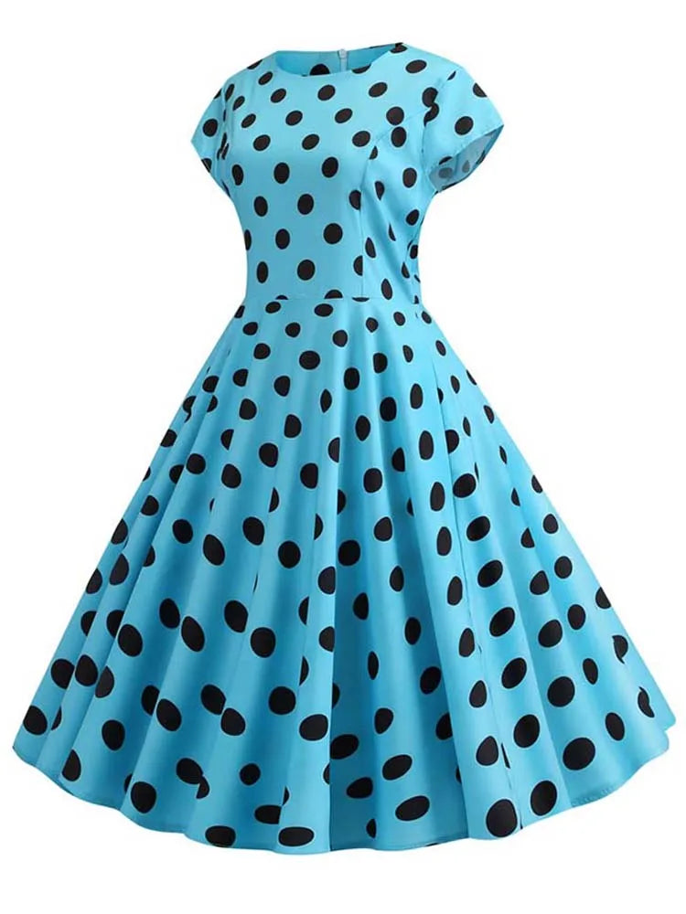 Women Summer Music Note Print Dress 50s 60s Robe Retro Swing Casual Vintage Party Dresses Vestidos