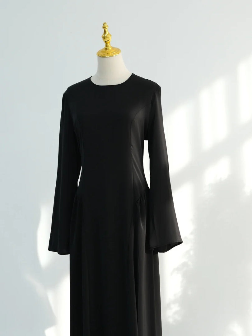 Muslim Women Dubai Traditional Abaya Dress Solid Back Strap Fitted Waist Long Dresses Kaftan Prayer Robe Femme Islamic Clothing