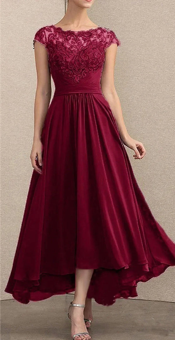 2026 Women's Elegant Evening Dresses O-Neck Sleeveless A-LINE Lace Chiffon Long Dresses Simple Prom High Waist Dress Female Robe