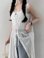 Load image into Gallery viewer, Embroidered Dress for Women in Summer Thin Lace up Layered Vest Long Cover Skirt