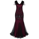 Load image into Gallery viewer, Women's Fashion 1920s Flapper Dress Vintage Great Gatsby Long Evening Prom Sequin Party Dress Women Mesh Costume