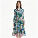 Load image into Gallery viewer, European, American and Spanish original single women's dress with printed elastic splicing light luxury long skirt new product