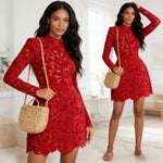 Load image into Gallery viewer, Dress Women Sexy Dresses Round Collar Hollow Out Belt Tight Waist Party Gown Temperament Elegant Vestidos 2025 Female A Line