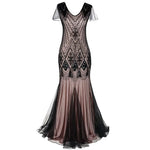 Load image into Gallery viewer, Women's Fashion 1920s Flapper Dress Vintage Great Gatsby Long Evening Prom Sequin Party Dress Women Mesh Costume