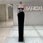 Load image into Gallery viewer, Gorgeous Black Women's Evening Dresses Fascinating Sparkling Beading Mermaid Simple Long Sleeves Slimming Customized Prom Gowns