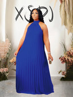 Load image into Gallery viewer, Chiffon Dresses for Women Long Elegant Evening Dress Big Size Round Woman Plus Size Sexy Pleated Halter Dress Summer Wear