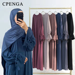 Load image into Gallery viewer, Ramadan Arabic Muslim Women Modest Dress 2025 Elegant Dubai Plain Abaya Islamic Church Clothing Fashion Loose Turkey Solid Robe