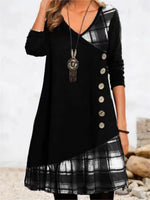 Load image into Gallery viewer, Dresses for Women European and American autumn and Winter Elegant Everyday Loose Party Dress Buttons Long Sleeve Dress