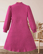 Load image into Gallery viewer, Women's bright pink knitted dress - slim design, warm and comfortable ribbed fabric, suitable for daily wear