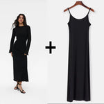 Load image into Gallery viewer, Sweet Pink Mohair Knitted Dress+Vests Dress Women New O-neck Casual Long Sleeve Dresses Suspenders Chic Vintage Two-piece Suit