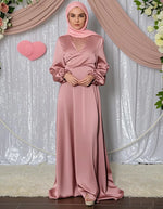 Load image into Gallery viewer, Ramadan Arabic Muslim Women Modest Dress Elegant Dubai Satin Abaya Islamic Party Clothing Holiday Travel Outfit 2025 Turkey Robe