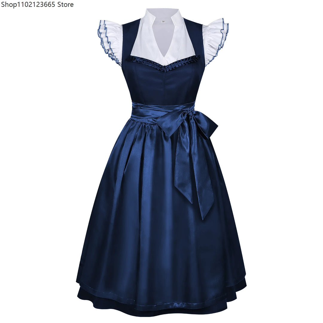 Women Dirndl Dress For Medieval Style German Oktoberfest Bavarian Dress And Top With Apron Costume Halloween Plus Size Dress
