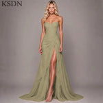 Load image into Gallery viewer, Elegant Women Evening Dresses for Women Luxury Chiffon Chapel Train Gowns Side Slit Sleeveless Wedding Long Dress Vestidos
