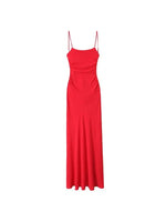 Load image into Gallery viewer, Draped Midi Dress for Women, Straight Neck, Thin Straps, Backless Female Dresses, Chic Fashion