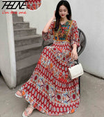 Load image into Gallery viewer, Indian Dress for Women Summer Embroidery Chic Elegant Party Dresses Clothes Vintage Long Maxi Prom Bohemian Beach Robe Vestidos