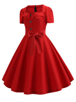 Load image into Gallery viewer, Women Summer Dress Elegant Retro Vintage 50s 60s Robe Rockabilly Swing Pinup Dresses Casual Red Party Vestidos