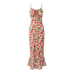 Load image into Gallery viewer, Midi dresses for women 2025 Summer bodycon dresses sexy vintage clothes dress elegant black dress front tie vintage floral dress