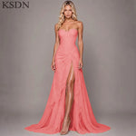 Load image into Gallery viewer, Elegant Women Evening Dresses for Women Luxury Chiffon Chapel Train Gowns Side Slit Sleeveless Wedding Long Dress Vestidos