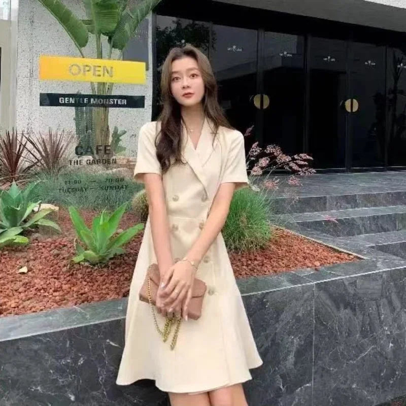 Black Female Dresses 2025 Blazer Apricot Women's Dress Clothing Formal Occasion Xxl Summer New Features of X Y2k Vintage Loose G