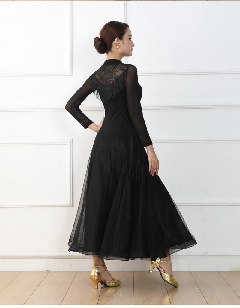 Ballroom Dancing Dresses Women Simple Black Elegant Flamenco Modern Dance Skirt Lady's Standard Waltz Ballroom Dance Dress