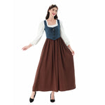 Load image into Gallery viewer, Women Medieval Dress Renaissance Retro 1860s Tavern Maid Cosplay Strap Waist Dress Halloween Oktoberfest Beer Party Costume