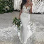 Load image into Gallery viewer, Elegant Women Women Wedding Dresses Sexy V-Neck Lace Printing Mermaid Robes Mopping Length Princess Vestido De Novias Customized