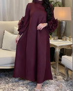 Load image into Gallery viewer, Women Elegant Evening Party Dresses 2025 Summer New Solid Colour Classic Long Sleeve Plate Flower Design Prom Dresses Female