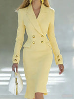 Load image into Gallery viewer, Women Elegant Blazer Dress Spring New Elegant Double Breasted Long Sleeve Dress Office Business Cocktail Party Formal Occasions