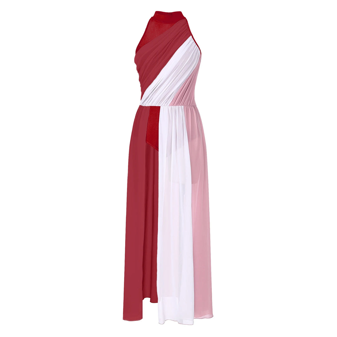 Women Ladies Lyrical Praise Dance Dress Performance Costume Modern Contemporary Celebration of Spirit Dancewear Split Long Dress
