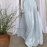 Load image into Gallery viewer, Muslim Modest Dress for Women Lace Up Pleated Long Dresses Jalabiya Ramadan Morocco Dubai Kaftan Islam Vestidos Arab Robe Abayas