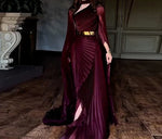 Load image into Gallery viewer, Elegant Party Dress for Women Temperament Fashion 2025 Fall Winter New Batwing Sleeve Shawl Split Vestidos Evening Long Dresses