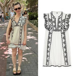 Load image into Gallery viewer, Women's Dress 2026 Summer New Black and White Color-Block Sleeveless Embroidered Short Dress Casual Vacation Elegant and Stylish