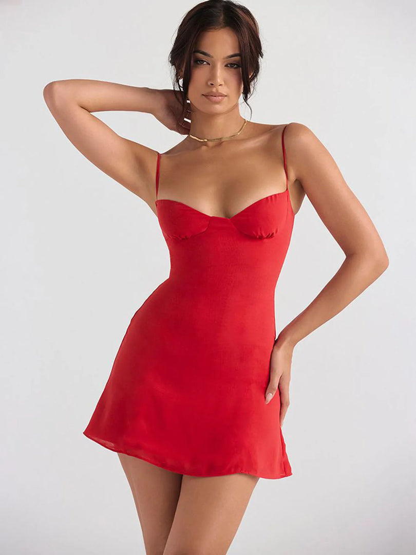 Women's dress with breast summer new style pure desire wind sexy suspender hot girl dew shoulder slim skirt dress