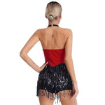 Load image into Gallery viewer, Women Modern Dance Dress Performance Costume Shiny Sequins Sleeveless Latin Jazz Tango Salsa Dance Leotard Bodysuit Dress Outfit