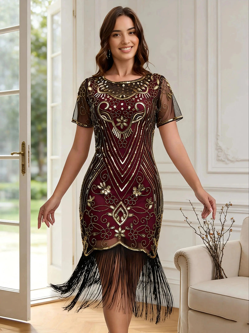 Women's Flapper Dresses 1920s for Women Great Gatsby Sequin Fringed Roaring 20s Cocktail Dress