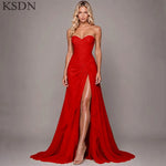 Load image into Gallery viewer, Elegant Women Evening Dresses for Women Luxury Chiffon Chapel Train Gowns Side Slit Sleeveless Wedding Long Dress Vestidos