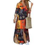 Load image into Gallery viewer, Women Dresses Fashion Sexy Single-breasted Dress Loose Lapel Casual Women's Clothing  Literary Printing Long Shirt Skirt