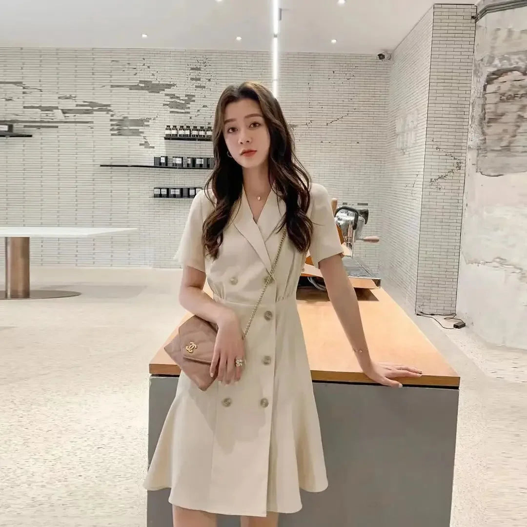 Black Female Dresses 2025 Blazer Apricot Women's Dress Clothing Formal Occasion Xxl Summer New Features of X Y2k Vintage Loose G