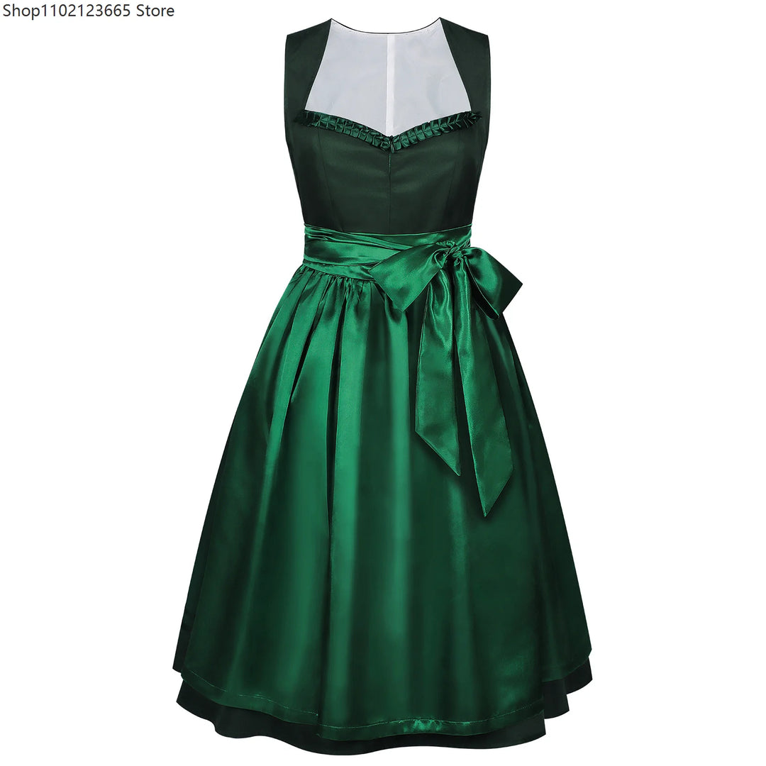 Women Dirndl Dress For Medieval Style German Oktoberfest Bavarian Dress And Top With Apron Costume Halloween Plus Size Dress