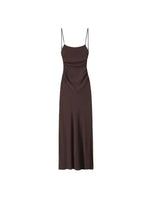 Load image into Gallery viewer, Draped Midi Dress for Women, Straight Neck, Thin Straps, Backless Female Dresses, Chic Fashion