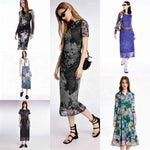 Load image into Gallery viewer, European, American and Spanish original single women's dress with printed elastic splicing light luxury long skirt new product