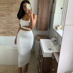 Load image into Gallery viewer, Women Dress Elegant Long Dresses Party Night Dress Women Dresses Woman Female Clothing Sexy Pleated Hollowout Two-piece Dress